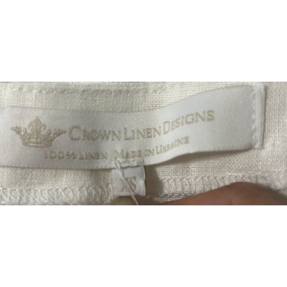 Crown Linen Designs 100% Linen Tunic Top Womens XS White Lagenlook Beachy - Picture 9 of 9